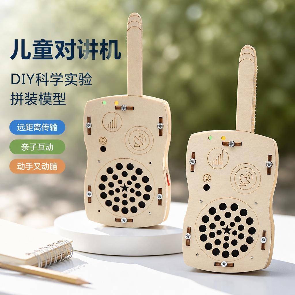 儿童DIY木制对讲机科学实验模型+