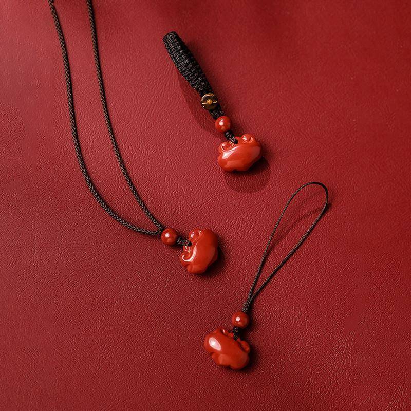 高含量朱砂帝王砂吊坠女祥云福袋钥匙扣挂件手机挂绳本命年学生礼