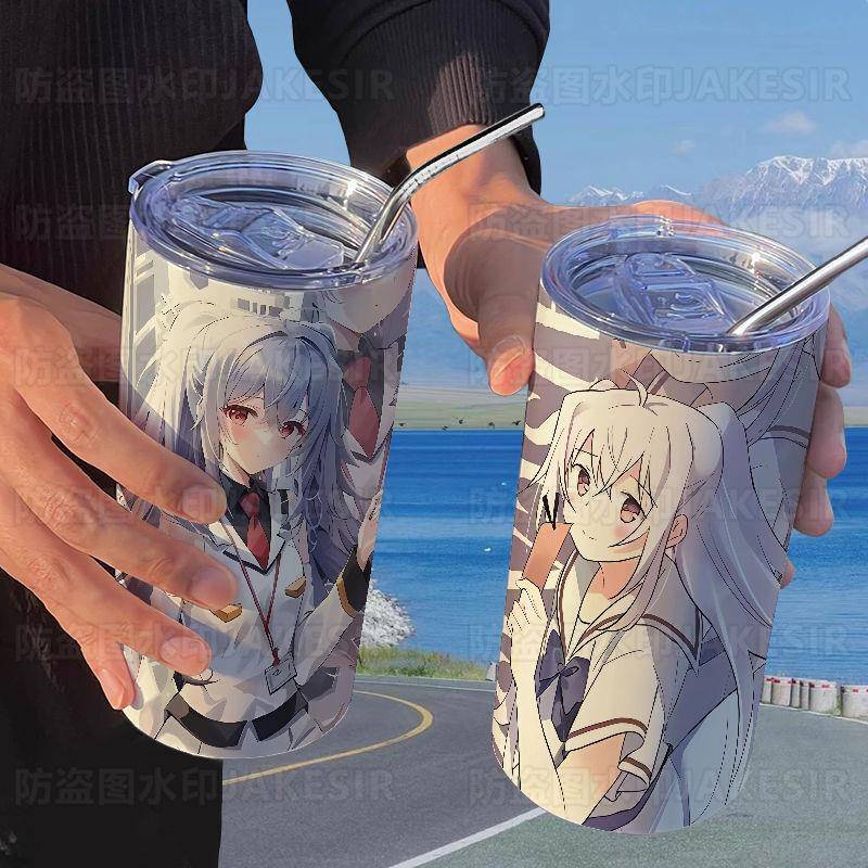 可塑性记忆艾拉保温杯带吸管随手杯咖啡杯ins高颜值便携学生水杯