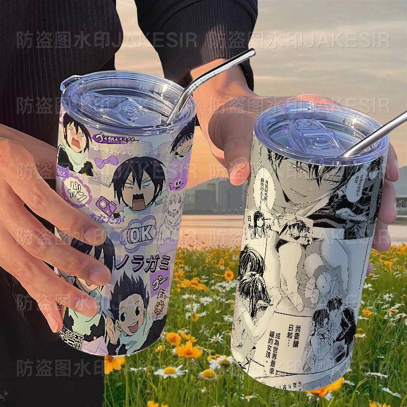 野良神动漫周边咖啡网红高颜值不锈钢保温杯办公室吸管随行水杯