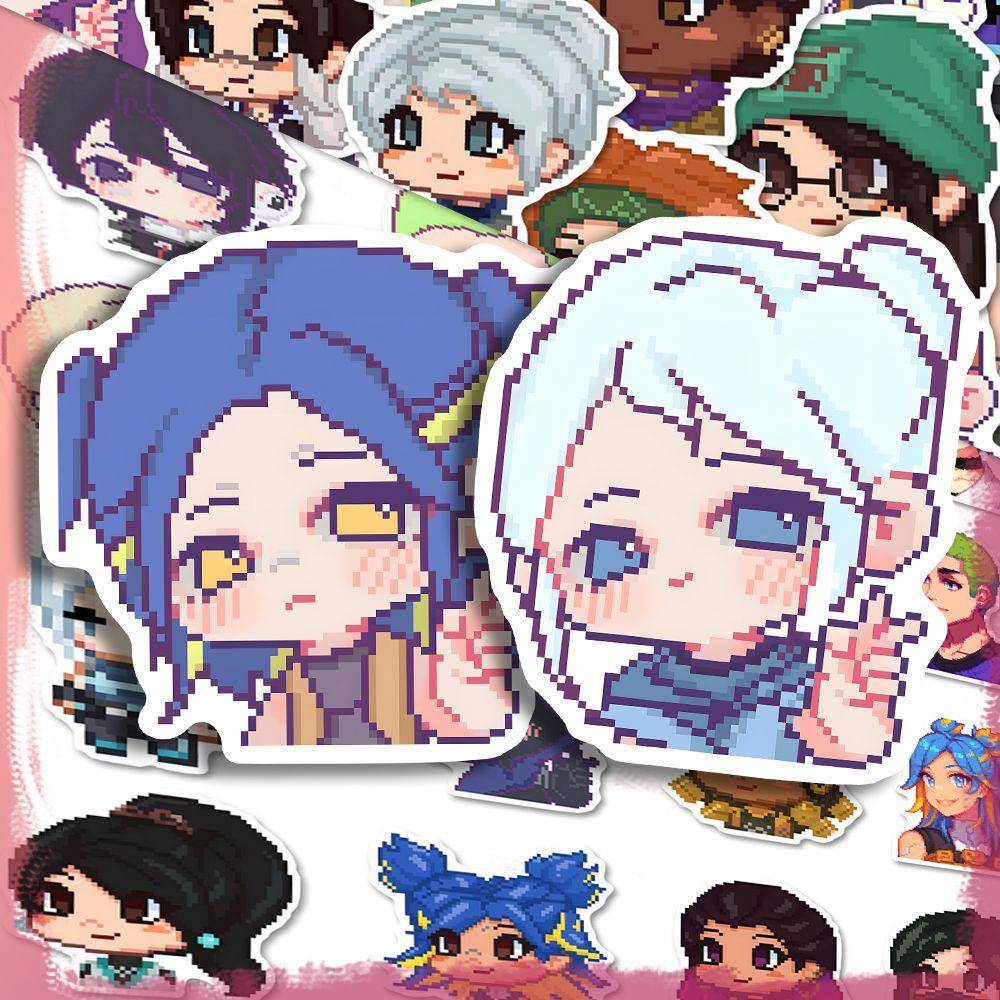 无畏契约周边96张呆萌Q版像素风可爱贴纸瓦罗兰特diy手账防水贴画