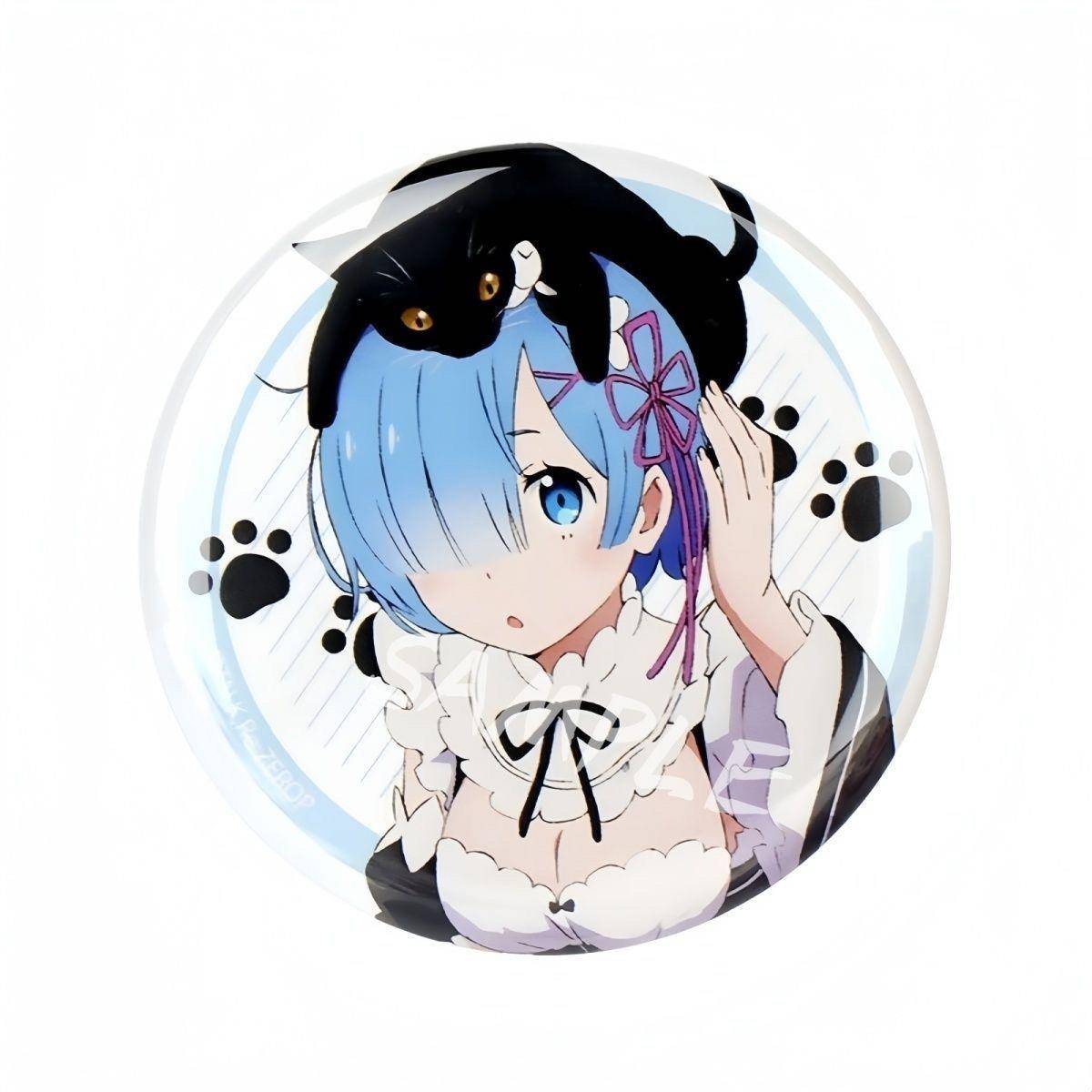 新款从零开始的异世界生活徽章雷姆玻璃镭射自制徽章艾米莉亚吧唧