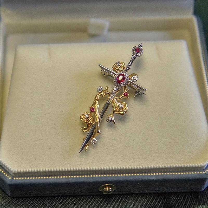 《荆棘玫瑰之剑》胸针吊坠两用款vintage复古十字架小众高级礼物