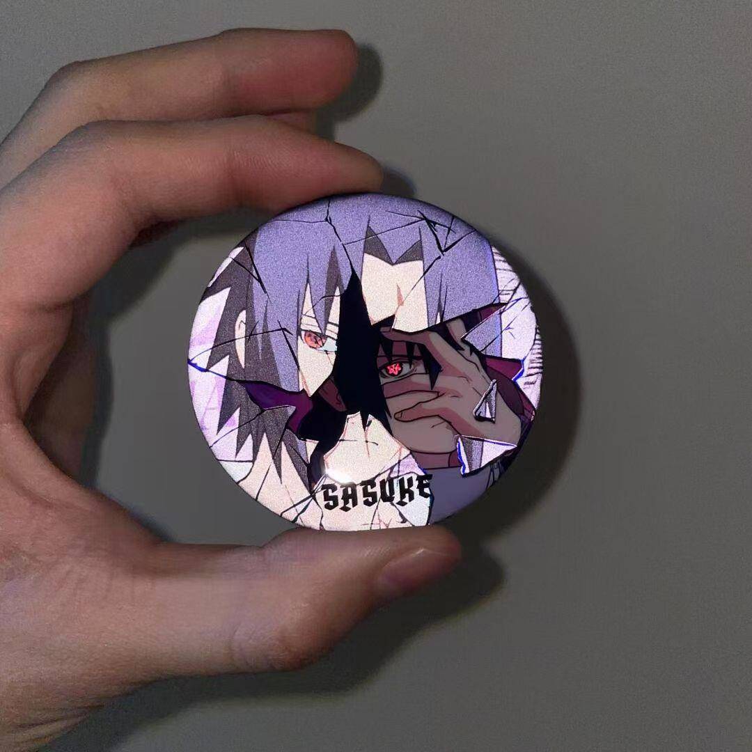 火影忍者动漫周边高颜值破碎反光吧唧徽章58mm鸣人佐助雏田春野樱