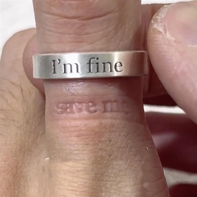 s925银save me im fine情侣戒指简约高级百搭情侣对戒开口可调