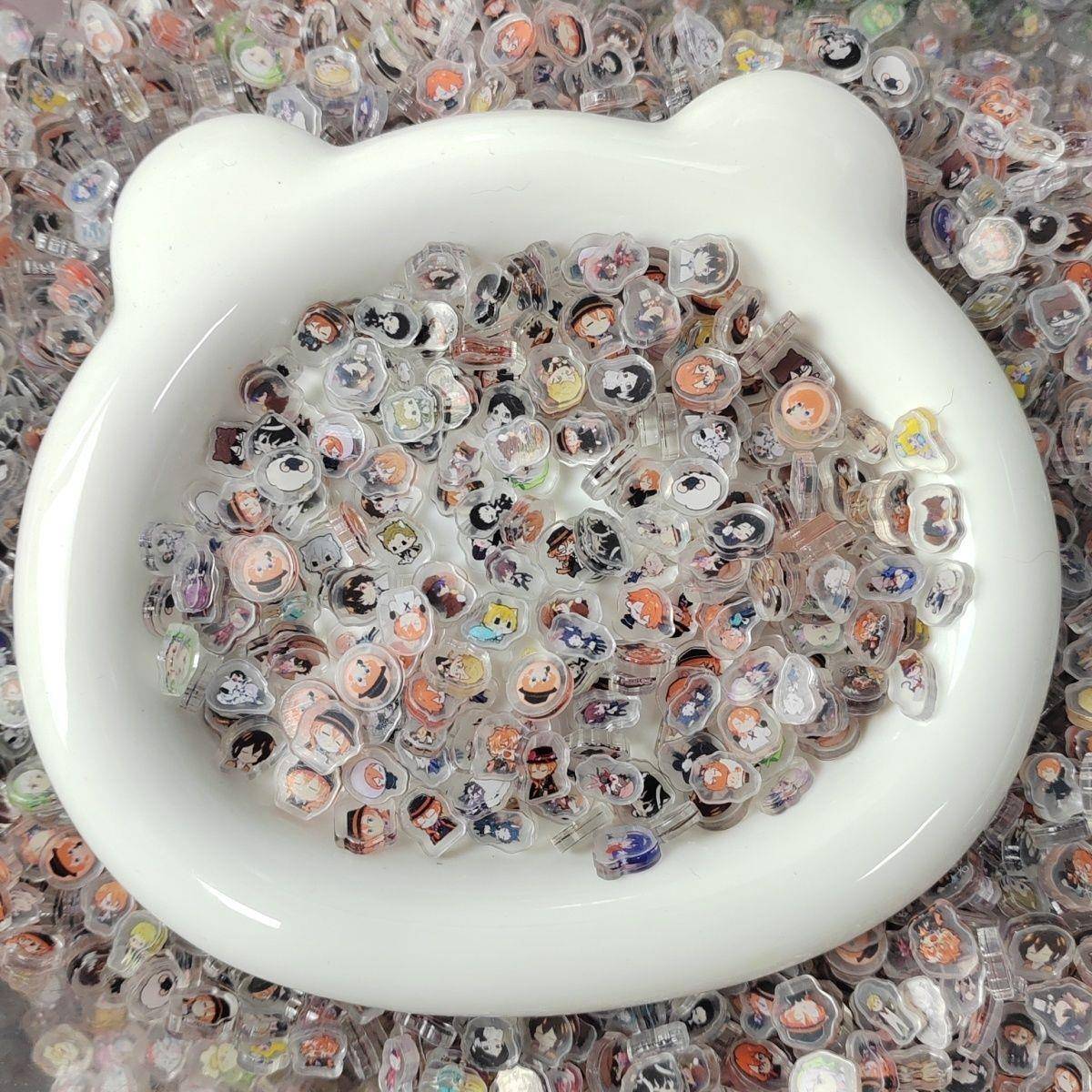 9.1cm-亚克力片片文豪野犬周边手工diy摇摇乐流麻PP夹配件