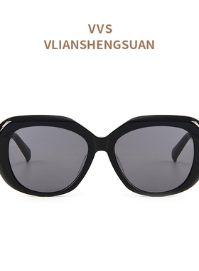 VVS眼镜墨镜太阳镜时尚大框女款街拍防紫外线圆框简约黑色IS2002