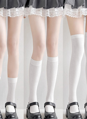 白色小腿袜女春夏季薄款JK袜子天鹅绒丝袜长筒微透中筒半截过膝袜