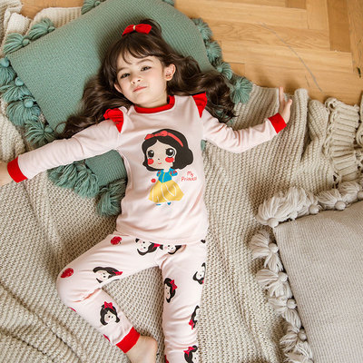 白雪公主女童秋冬秋衣秋裤套装宝宝厚款保暖S内衣家居服睡衣潮
