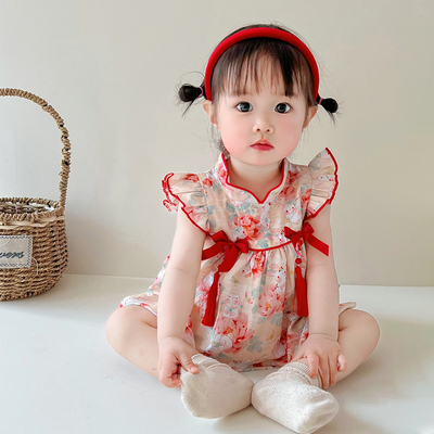 周岁女宝宝礼服夏装婴儿抓周连z衣裙一周岁女孩衣服夏季国风公主