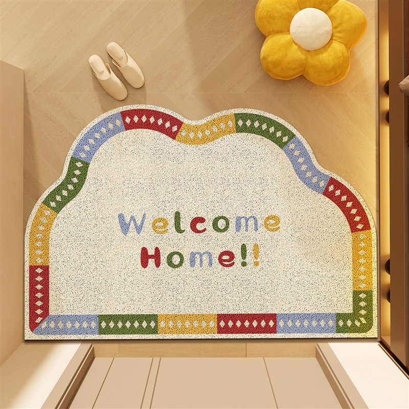 彩色云朵入户门地垫门口进门耐脏脚垫室内可裁P剪丝圈入门地毯门