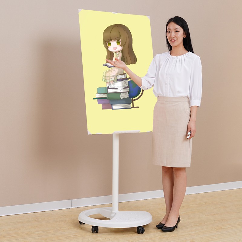 防眩护眼哑光白板支架式可移动带o轮磁性手写板钢化玻璃白板立式