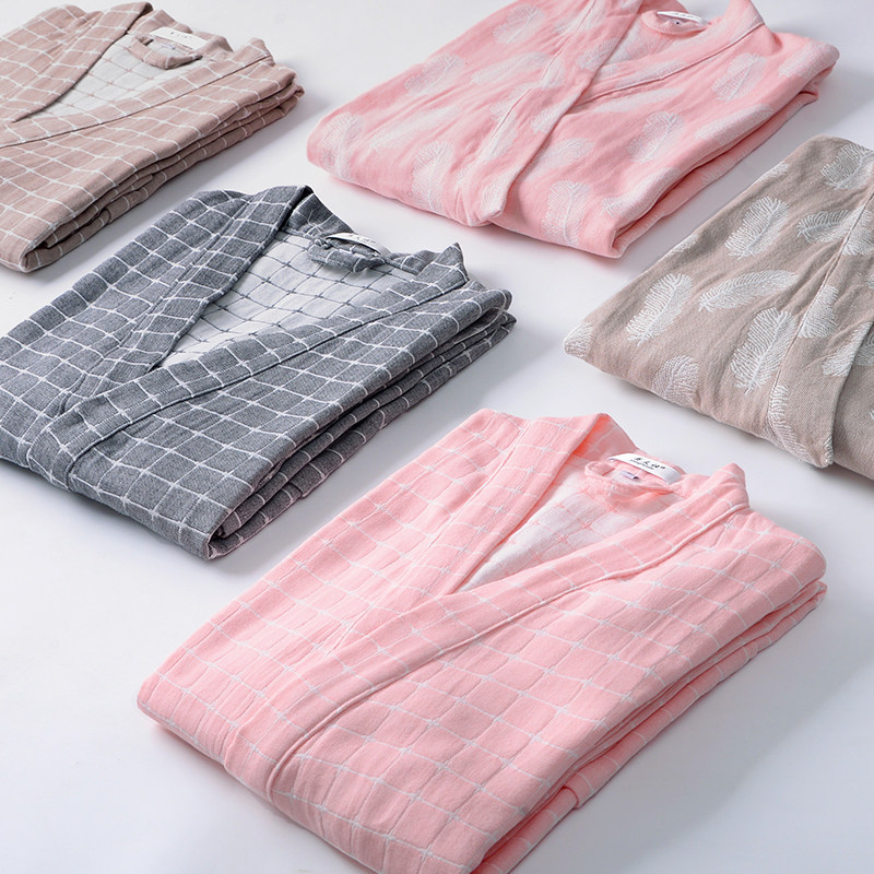 六层纯棉纱布g浴袍女加厚睡袍男长款吸水秋冬可穿式浴巾汗蒸服浴