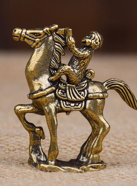 黄铜实心马铜马上封侯动物马猴摆件桌面茶L宠办公室装饰工艺品礼