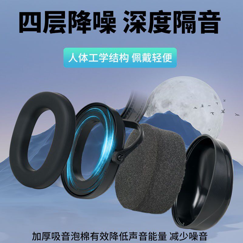 隔音降噪耳罩防打呼噜宿舍睡眠工业级强效专业防R噪音学习睡觉专