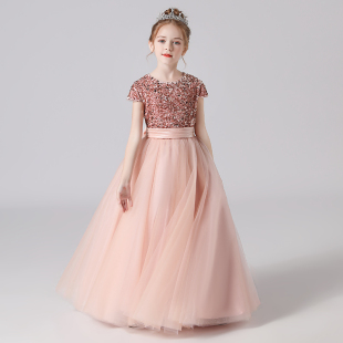 儿童礼服女舞台演出服女童学生才艺表演礼服裙合唱团W指挥朗诵主