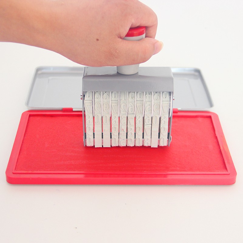 亚信滚轮数字号码印章11位生产日期章大号可调数字转轮印章中号8