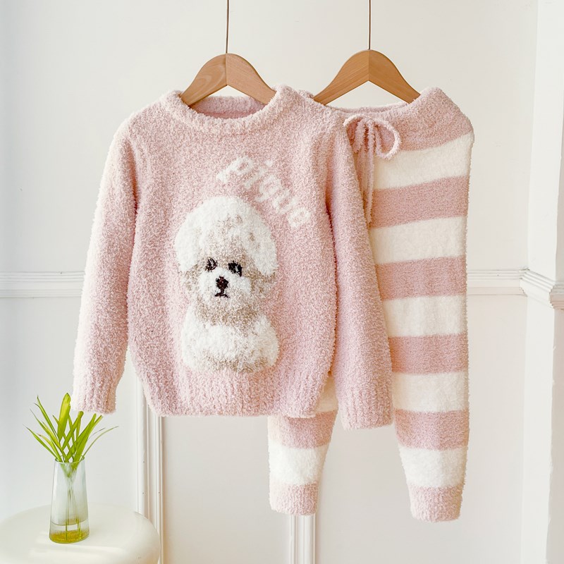 半边绒儿童家g居服男童女孩珊瑚绒睡衣加厚宝宝法兰绒加厚2025冬