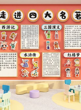 幼儿园墙面装f饰中国传统文化环创主题互动四大名著阅图角好书推