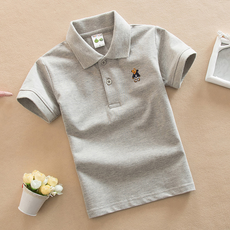 儿童白色T恤男童夏装女童红色打底衫纯棉翻领上U衣宝宝短袖班服