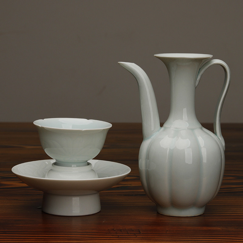 仿宋点茶小号影青手执壶汤瓶茶酒壶宋代点茶斗茶T比赛培训练习茶