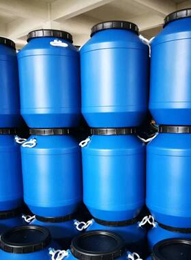 50L蓝色桶塑料桶螺纹桶加厚化工桶50KG大口圆桶耐酸碱开口桶60L