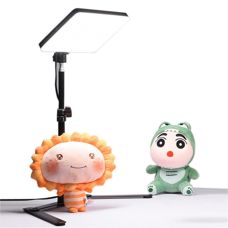 10寸高亮度打光柔光摄影方形平板灯珠宝服装俯拍支架直播补光灯