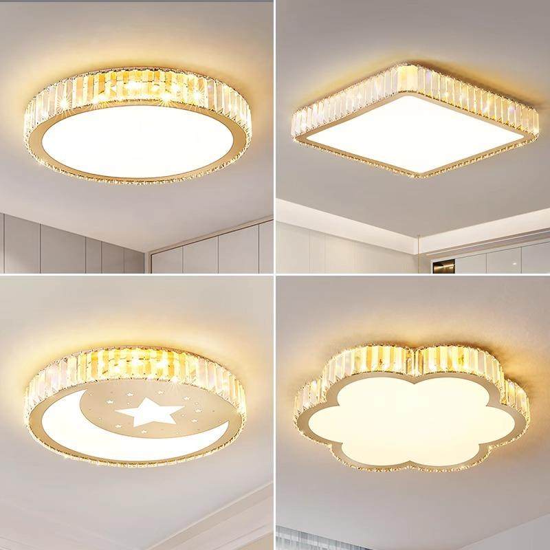 卧室灯轻奢房间书房圆形水晶吸顶灯新款现代简约温馨浪漫主卧灯具