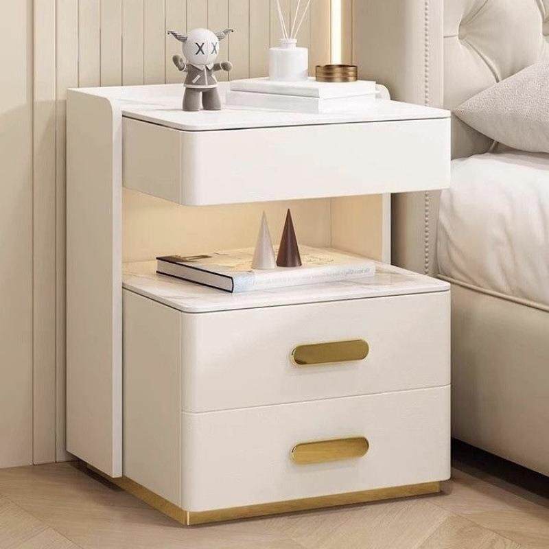 轻奢实木智能床头柜2025新款轻奢风松木系列-E0级安全环保-免安