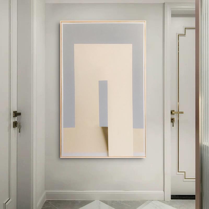 北欧风格油画抽象玄关装饰画客厅餐厅简约挂画大型竖版款单幅壁画