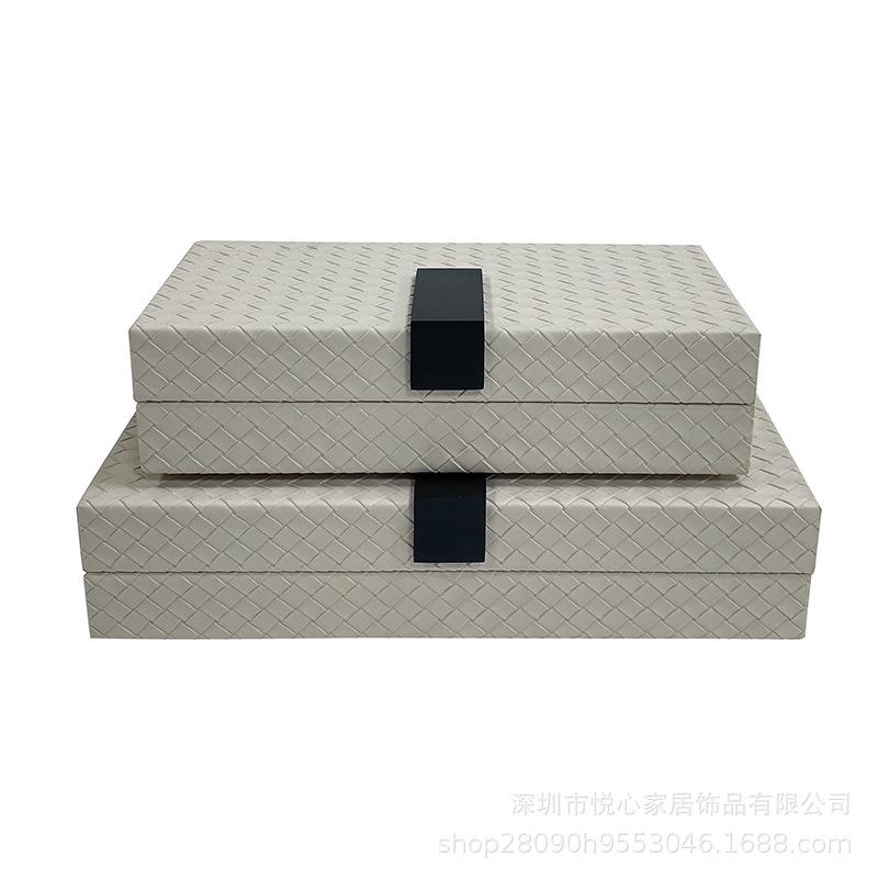 轻奢现代首饰盒样板房卧室书房收纳盒衣帽间皮床头柜饰品盒衣橱房