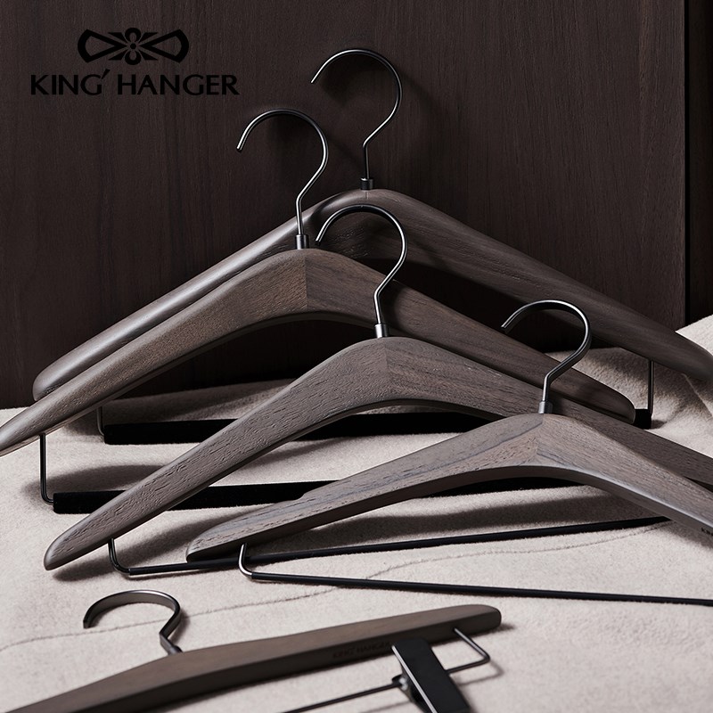 KH高端黑胡桃木衣架r卧室衣柜衣帽间房间木质衣撑实木衣挂