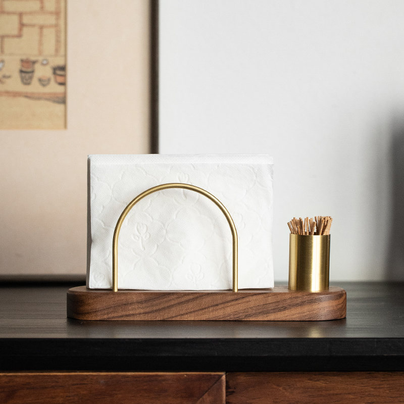 实木餐巾纸架托复古桌面r纸巾盒商用定制logo西餐厅酒店餐桌纸巾