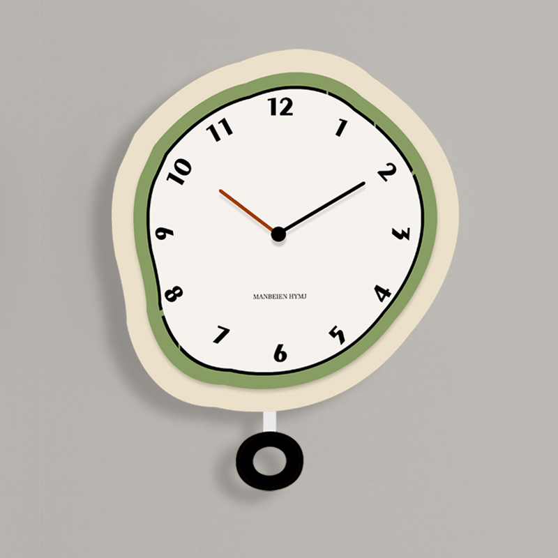 网红钟表挂钟客厅2023新款奶油风家用免打孔现代简约创.意挂墙时