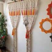 ins彩色门帘卧室民宿软装 数星星 流苏摩洛哥挂饰手工编织挂毯