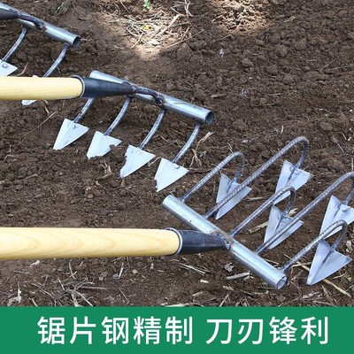 农用全钢锄头翻地松土耙子开荒翻C土种地工具多功能除三四齿耙锄