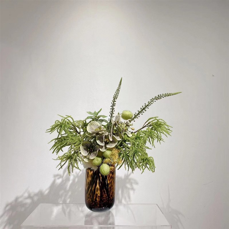 玺园创意简约水波纹凹凸玻璃花瓶家居餐桌客N厅插花艺玻璃花器摆