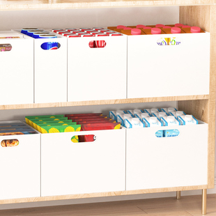 白色收纳杂物零食整理图书馆书架收纳盒收纳筐家用整体橱柜储物盒