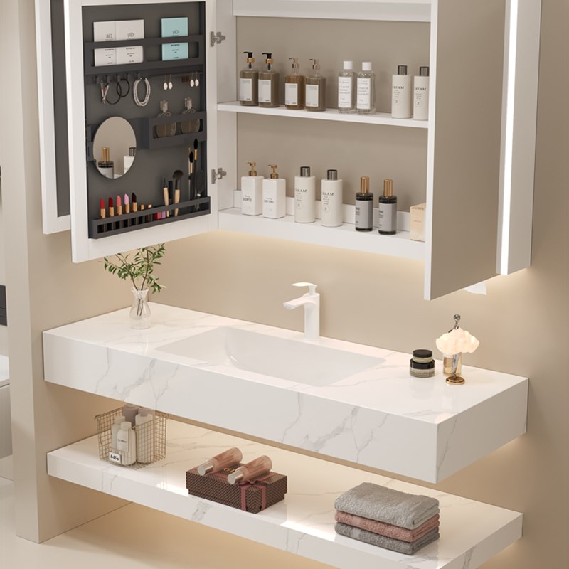惠达酒店风浴室柜组合岩板陶瓷无缝盆卫生间Q洗漱台洗脸洗手盆柜