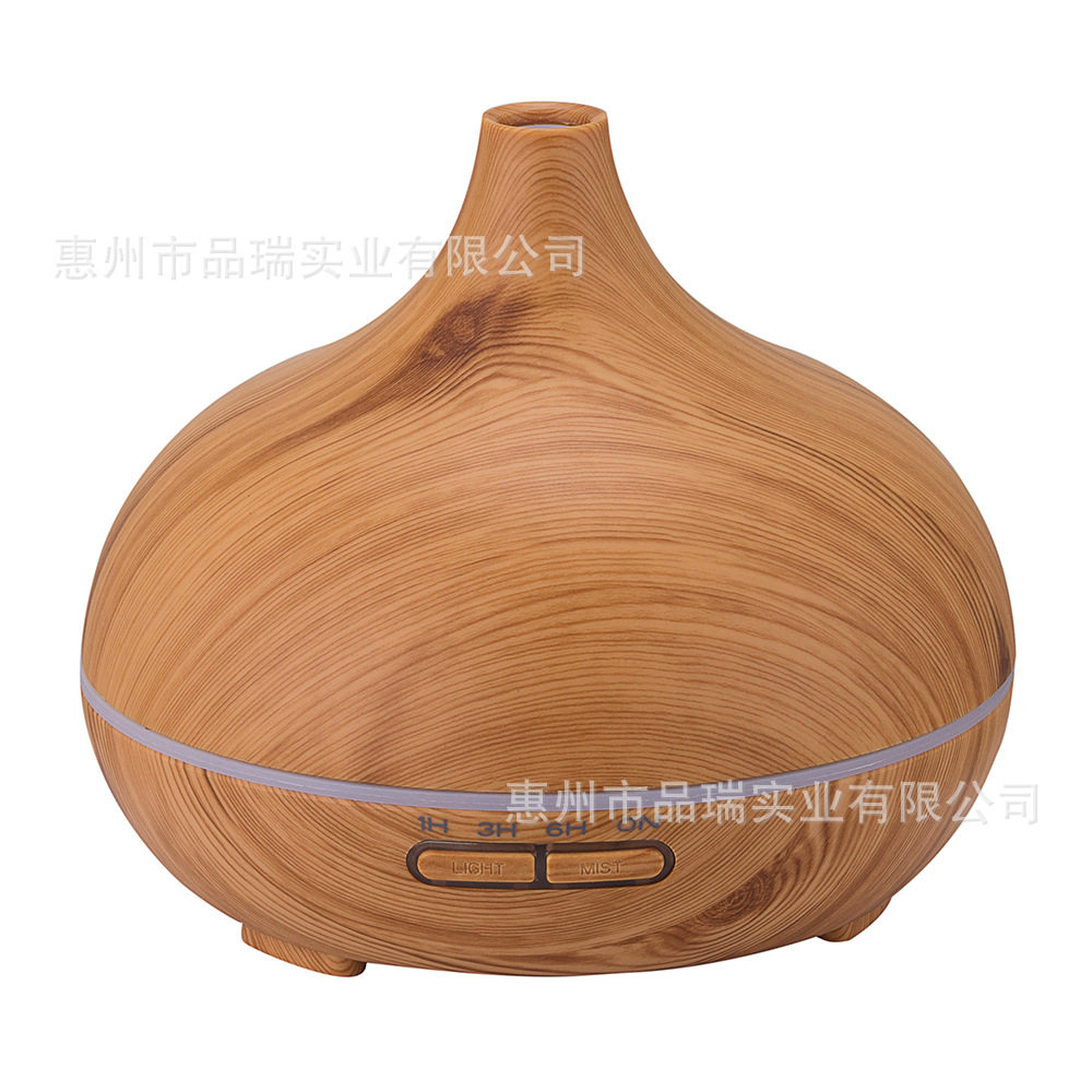 家居酒店木纹香薰机超声波精油喷雾加湿器静音大雾容量7彩色LED