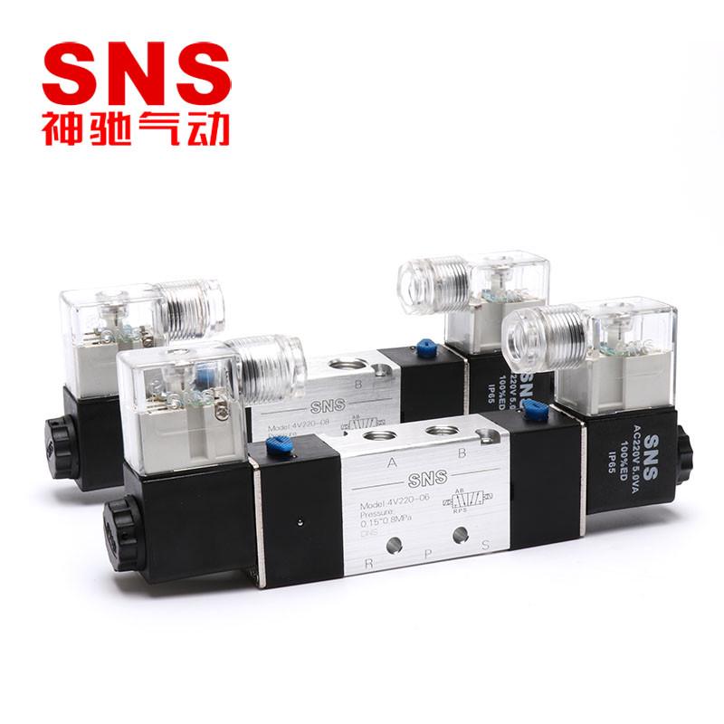 sns神驰4v220-0o6气动开关电磁12v气阀220v二位五通24v控制器电阀