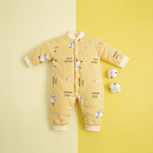 婴儿连体衣纯棉花手工哈衣v爬服宝宝加厚新生儿棉衣保暖衣服秋冬
