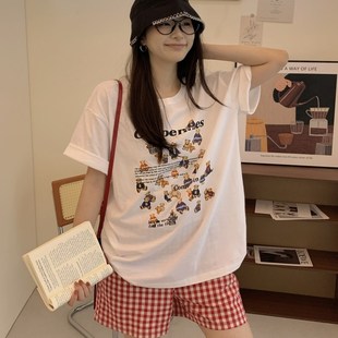 两件套装 睡衣女夏季 短裤 纯棉薄款 可外穿出门家居服 o学生甜美短袖