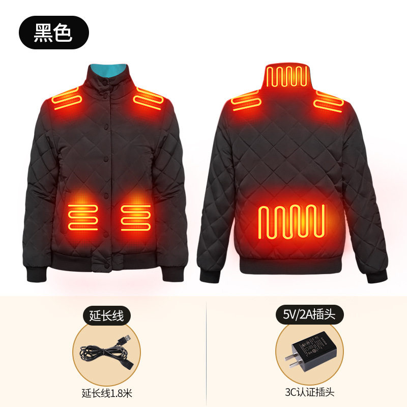 秋冬智能加热羽绒服充电温控电热保暖内胆全身发热衣服防寒外套女