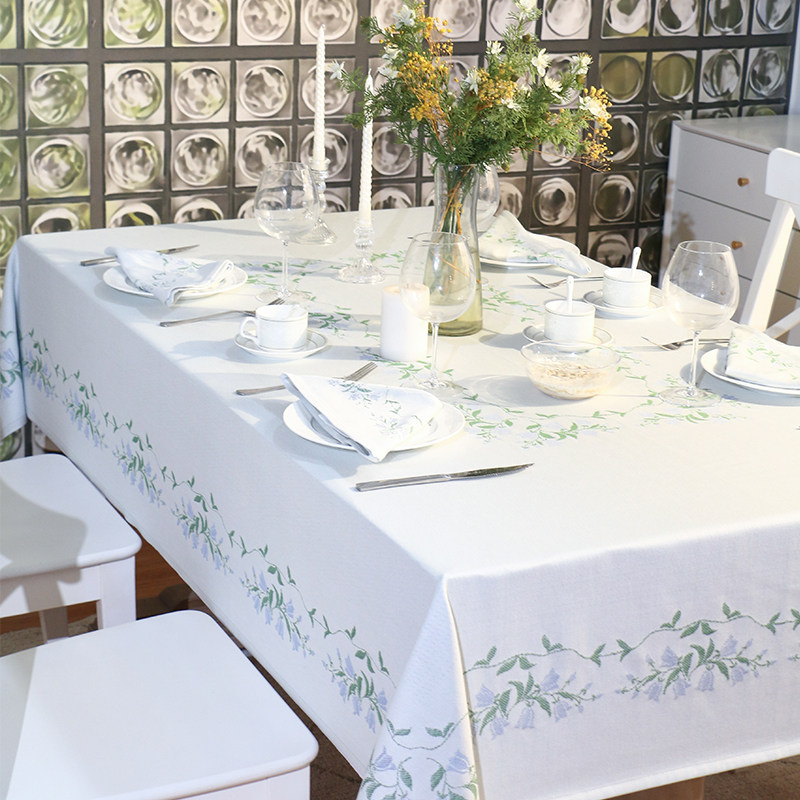 现代简约风铃草桌布白色轻奢长方形餐桌布艺ins风茶几台布高级感,居家布艺,桌布,淘宝优惠券,粉丝福利购,淘宝优惠卷