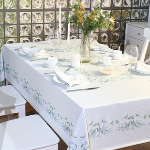 现代简约风铃草桌布白色轻奢长方形餐桌布艺ins风茶几台布高级感