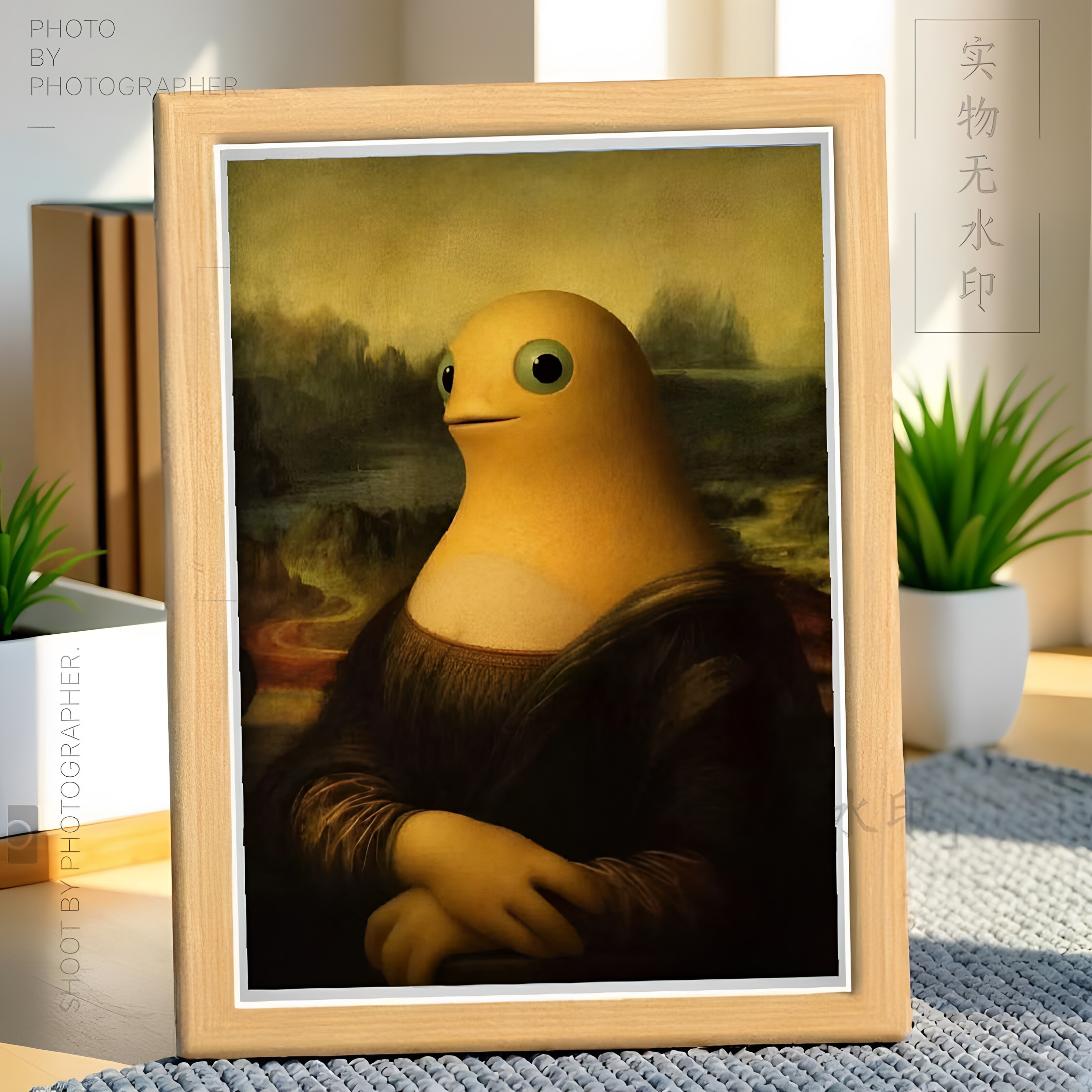蒙娜丽莎的微笑奶龙梵高油画相框挂画装饰画摆台创意搞笑恶搞朋友