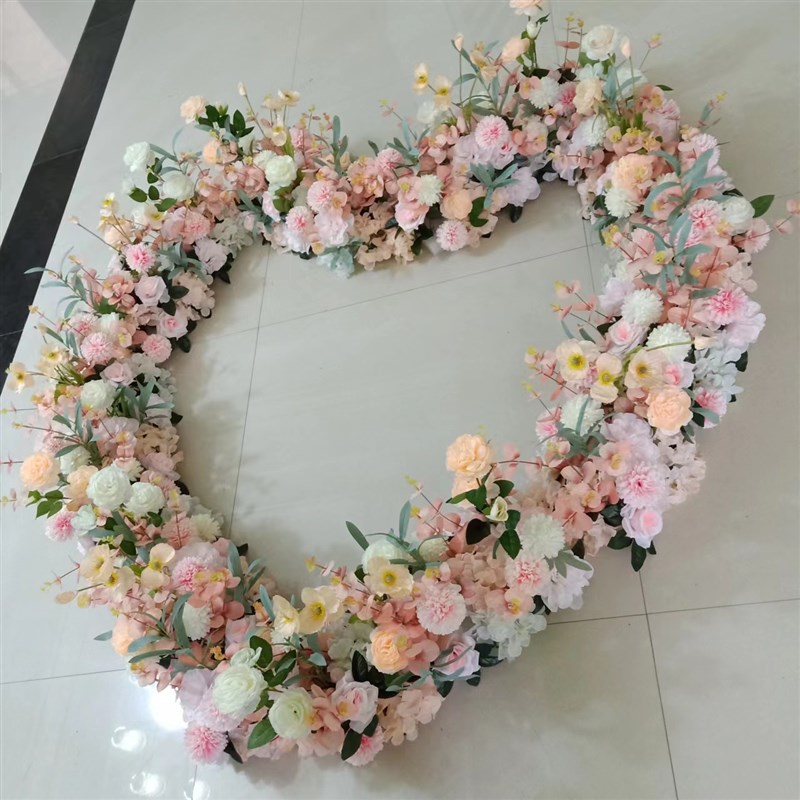 仿真花艺表白g求婚心形花排婚礼堂布置路引花堆舞台绢花假花定制