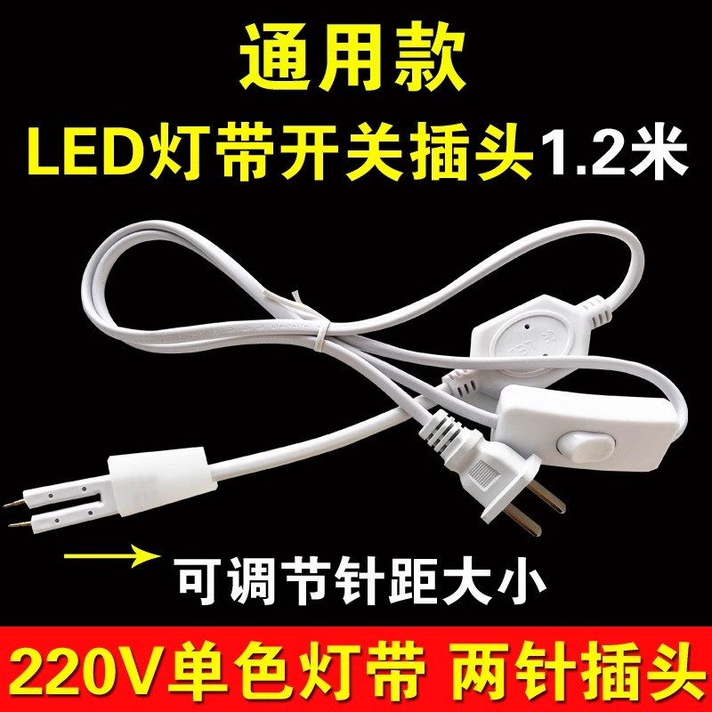 led灯带通用插头两针带开关一体式D220V灯带条驱动防水电源整流器