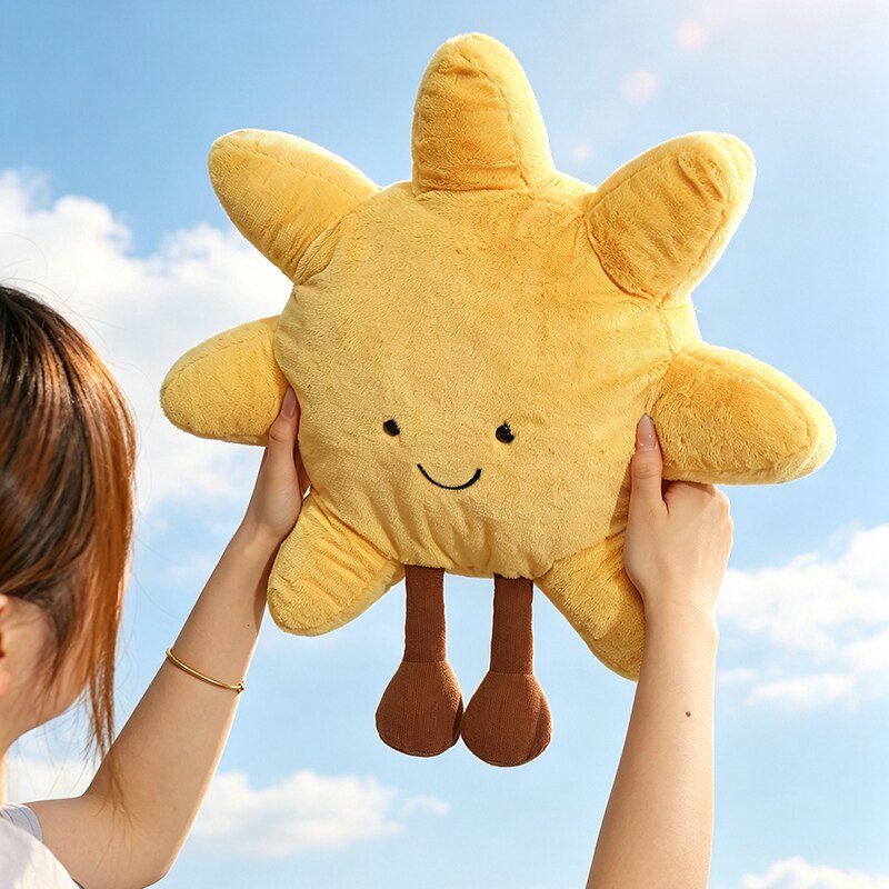 趣味太阳月亮毛绒公仔抱枕微笑太阳儿童安抚抱枕拍照道具生日礼物